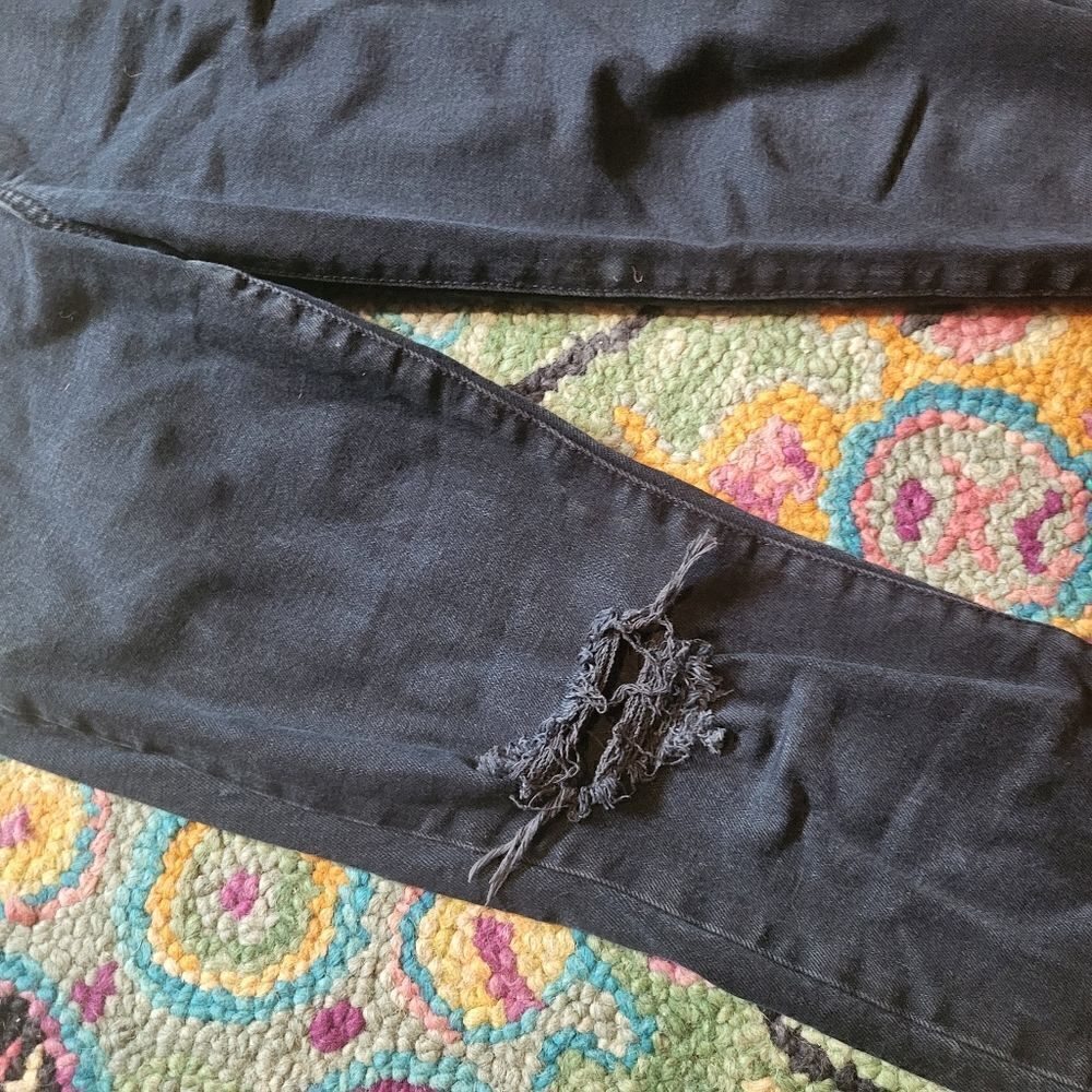Old Navy OG Straight Marilyn Knee Rip Jeans Black Women's 2 - Picture 4 of 7